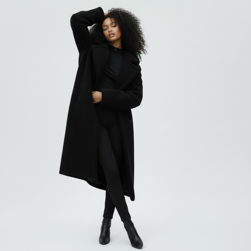Plush Waxy Lapel Coat