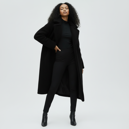 Plush Waxy Lapel Coat