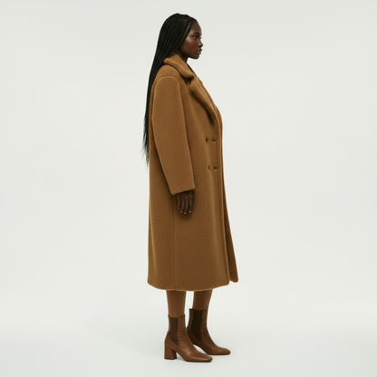 Plush Waxy Lapel Coat