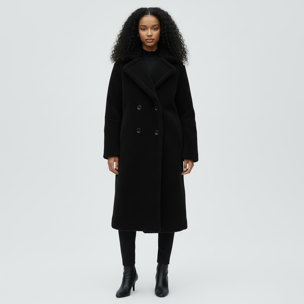 Plush Waxy Lapel Coat