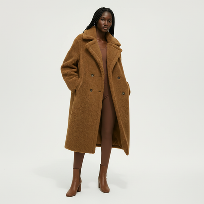 Plush Waxy Lapel Coat
