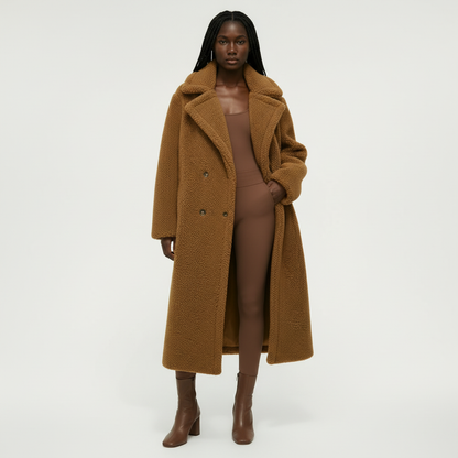 Plush Waxy Lapel Coat
